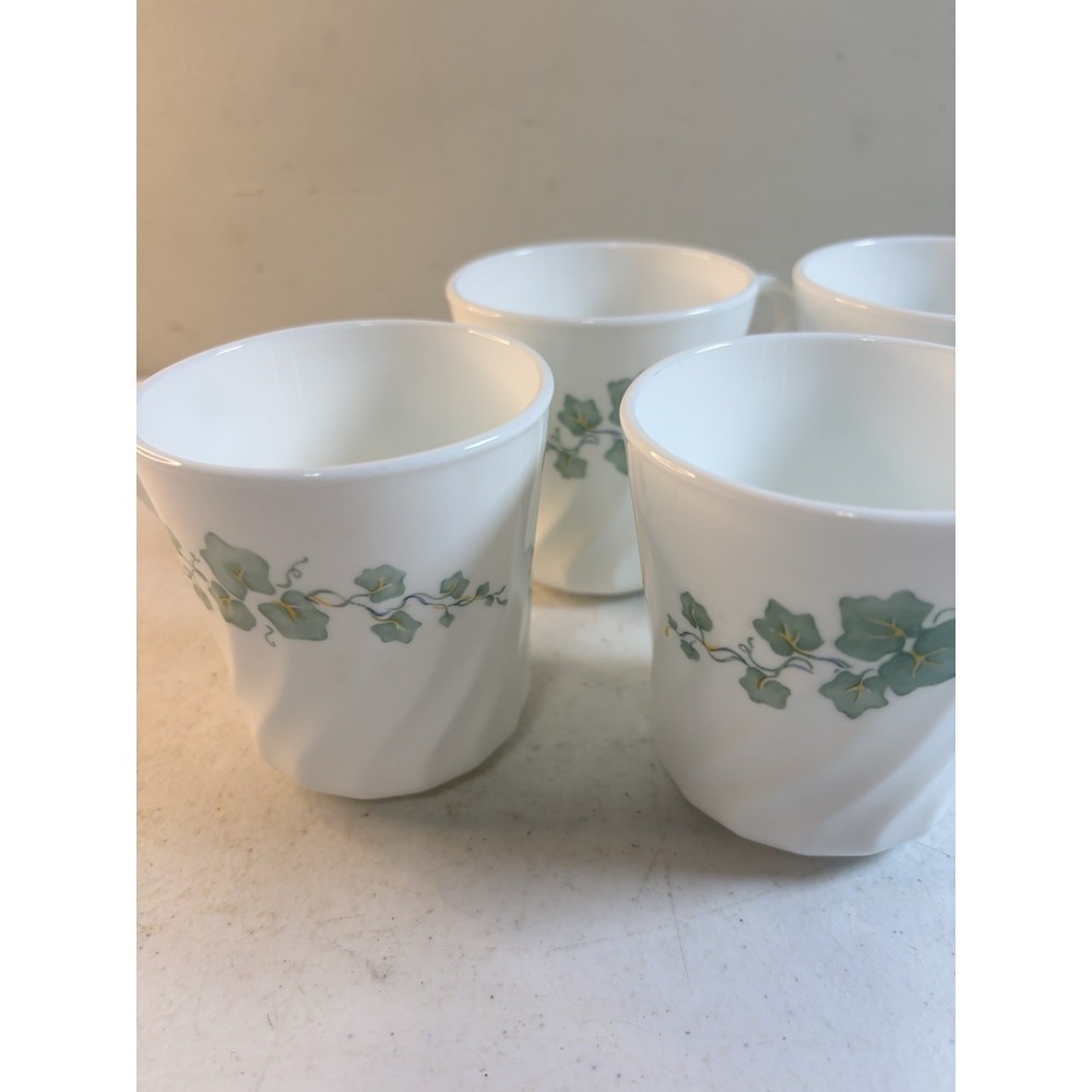 Corelle CALLAWAY IVY Swirl Green Coffee Tea Cups Mugs Set of 4